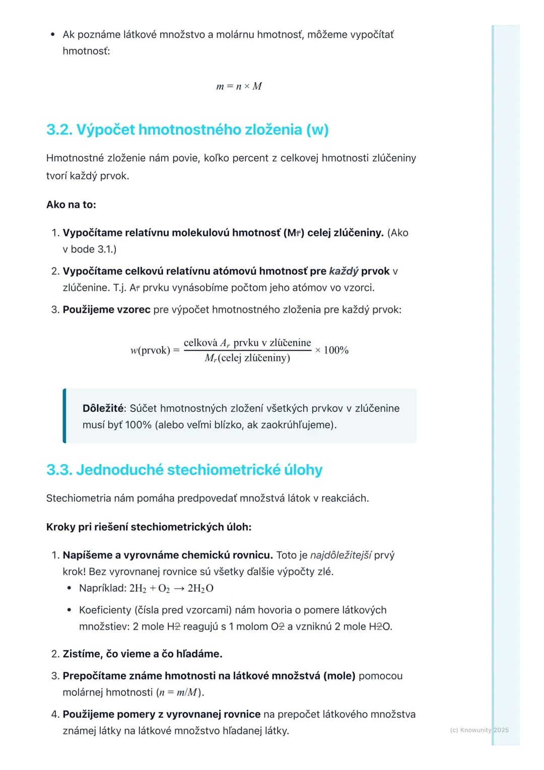 # Výpočty v chémii

## 1. Úvod do chemických výpočtov

V chémii je super dôležité vedieť nielen, čo sa s čím spája, ale aj koľko toho
potreb