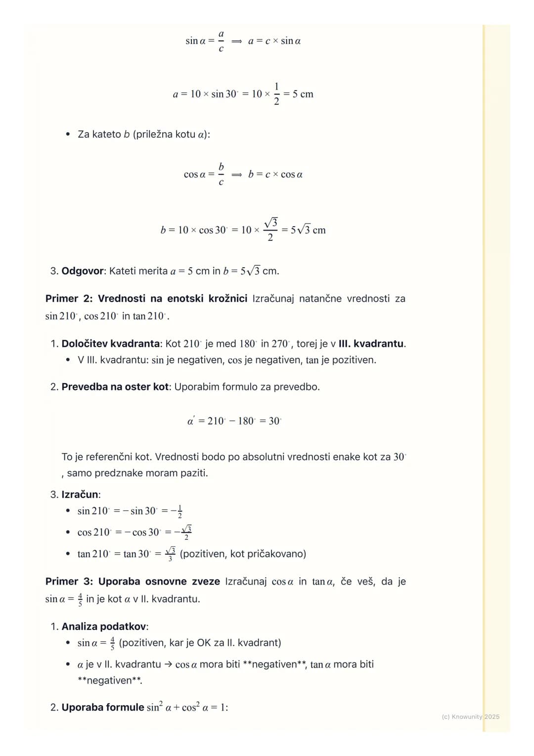 # Kotne funkcije v pravokotnem
trikotniku in na enotski
krožnici

Ponovitev kotnih funkcij v pravokotnem trikotniku

To je osnova, ki jo mor