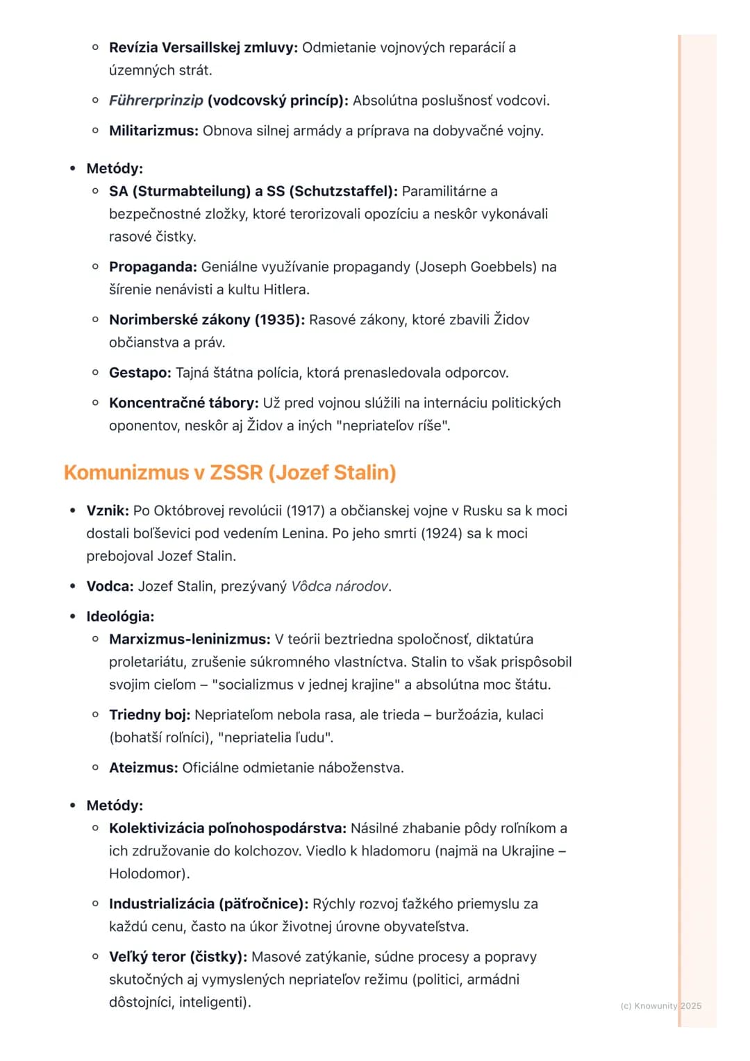 # Vzostup totalitných režimov
(fašizmus, nacizmus,
komunizmus v ZSSR)
1. Prehľad vzostupu totalitných režimov
Po prvej svetovej vojne sa s