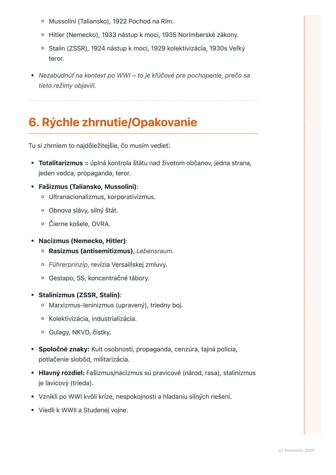 # Vzostup totalitných režimov
(fašizmus, nacizmus,
komunizmus v ZSSR)
1. Prehľad vzostupu totalitných režimov
Po prvej svetovej vojne sa s