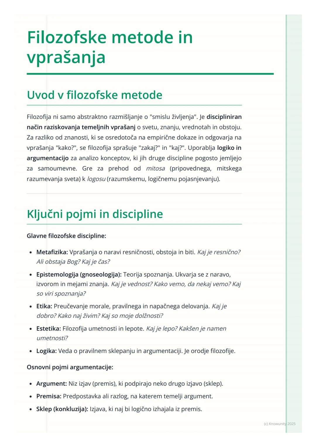 # Filozofske metode in
vprašanja
Uvod v filozofske metode
Filozofija ni samo abstraktno razmišljanje o "smislu življenja". Je disciplinira