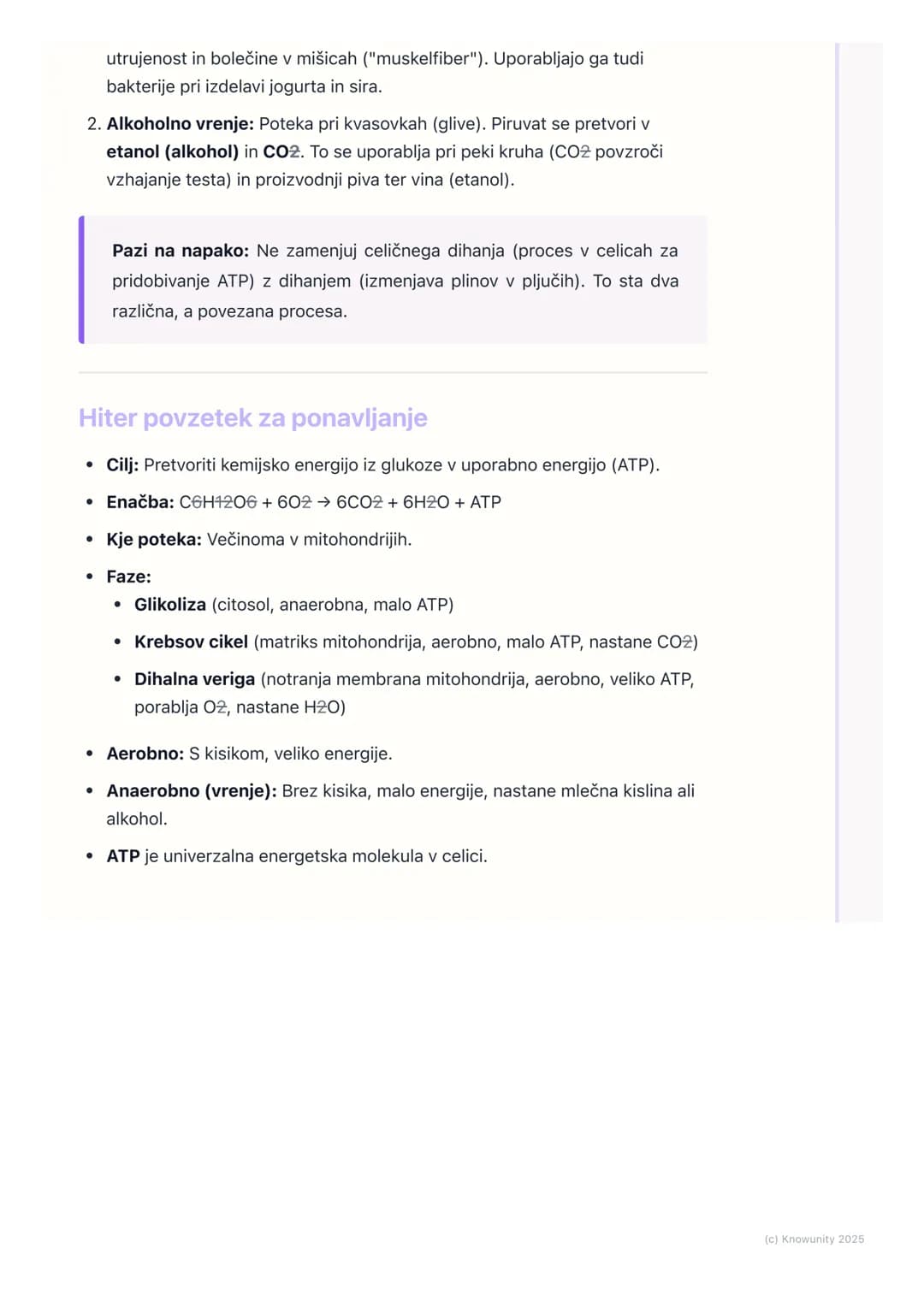 # Celično dihanje
Uvod v celično dihanje
Celično dihanje je proces, pri katerem celice razgrajujejo organske snovi
(predvsem glukozo) in s