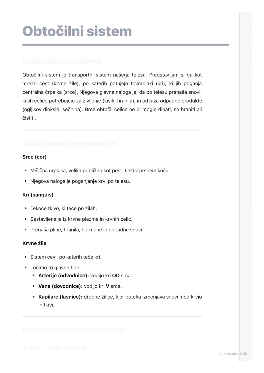 # Obtočilni sistem
Uvod v obtočilni sistem
Obtočilni sistem je transportni sistem našega telesa. Predstavljam si ga kot
mrežo cest (krvne