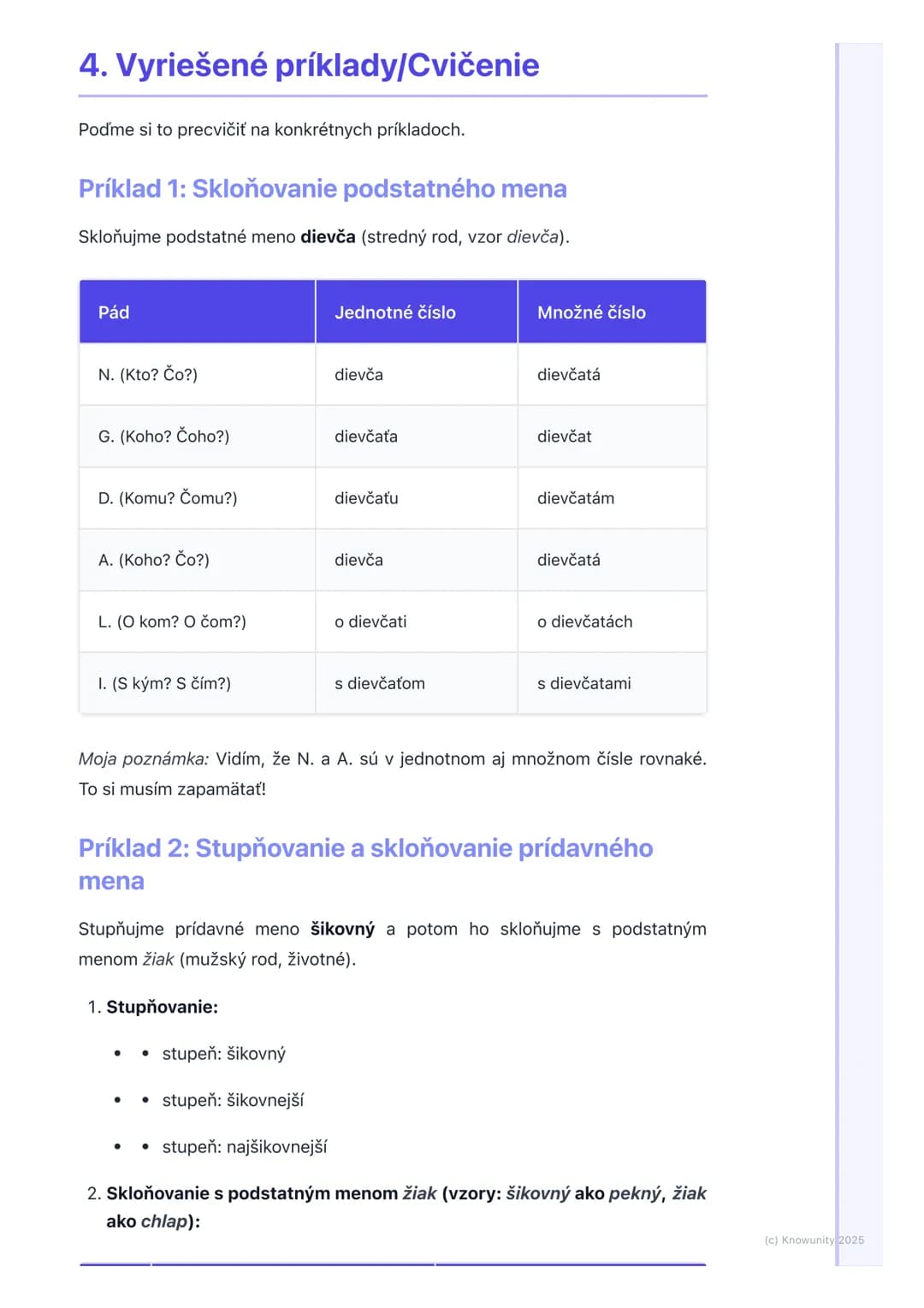 # Ohybné slovné druhy
## 1. Prehľad ohybných slovných druhov
Ahoj! Tieto poznámky sú na opakovanie ohybných slovných druhov, čo je super
d