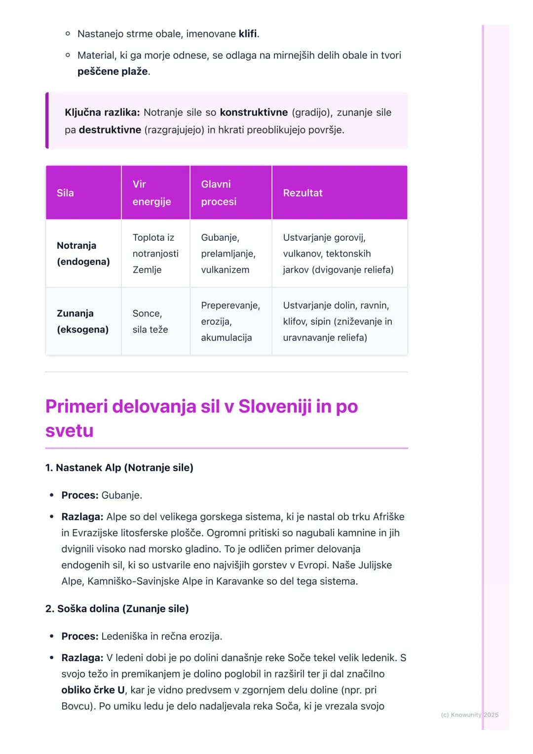 # Oblikovanje površja
Splošno o oblikovanju površja
Zemeljsko površje se nenehno spreminja. Ni statično. Na videz trdna tla pod
našimi nog