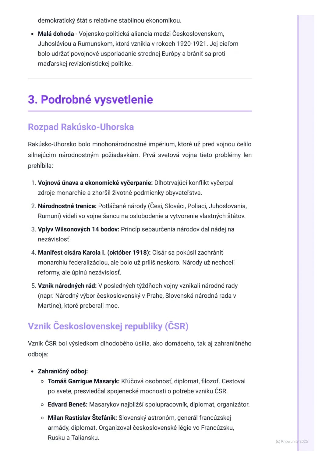 # Vznik nových štátov v strednej
Európe (vrátane ČSR)
1. Prehľad vzniku nových štátov
Po skončení prvej svetovej vojny v roku 1918 sa radi