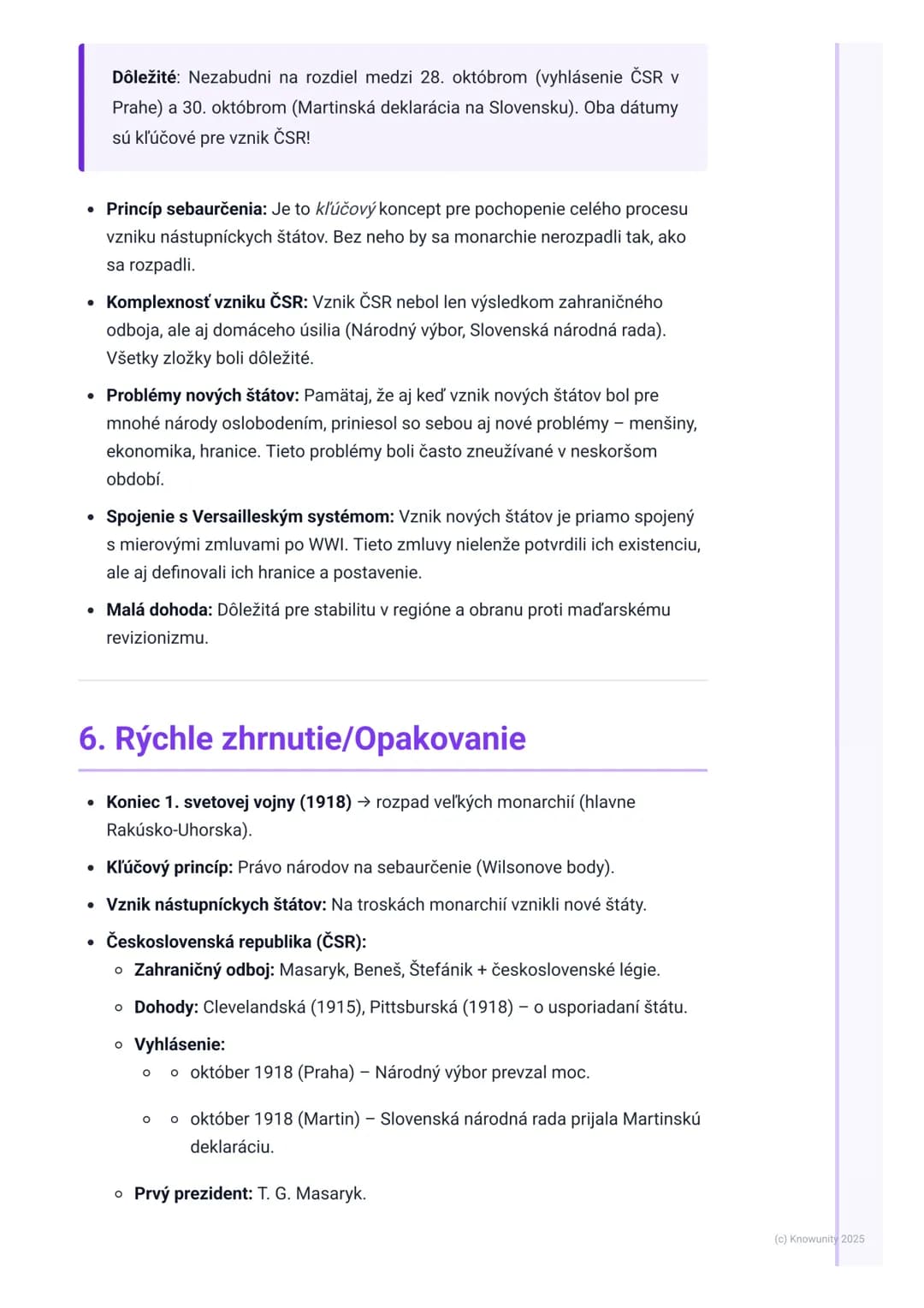 # Vznik nových štátov v strednej
Európe (vrátane ČSR)
1. Prehľad vzniku nových štátov
Po skončení prvej svetovej vojny v roku 1918 sa radi